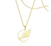 SIPURIS Music Dream Necklace and Angel Wings Pendant Piano Eighth Note Jewelry for Sing Lover Musican Gifts, 0.95*1.18in, Stainless Steel, No Gemstone