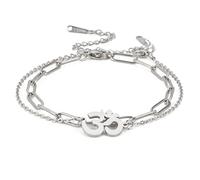 SIPURIS Om Bracelet for Women Om Ohm Aum Symbol Hindu Buddha Yoga Mediation Layered Chain Bangle Stainless Steel Adjustable Bracelet Charm Jewelry