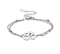 SIPURIS Om Bracelet for Women Om Ohm Aum Symbol Hindu Buddha Yoga Mediation Layered Chain Bangle Stainless Steel Adjustable Bracelet Charm Jewelry