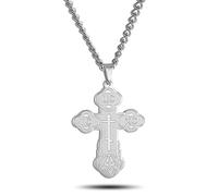 SIPURIS Orthodox Cross Necklace for Men Jesus Christ Orthodox Crucifix Pendant Stainless Steel Religious Christian Jewelry Birthday Gift