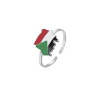 SIPURIS Palestine Map Flag Open Ring Palestinian National Symbol Band Adjustable Statement Jewelry, Stainless Steel, No Gemstone
