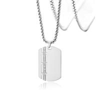 SIPURIS Roman Numbers Necklace Dainty Pendant Personalized Engraved Square Time Wedding Jewelry for Men (Silver)