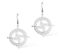 SIPURIS Saint Brigid Cross Earrings St Bridget Earrings Irish Celtic Talisman Christian Pagan Religious Jewellery for Woman Man, 1.38*1.46in, Stainless Steel, No Gemstone