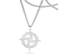 SIPURIS Saint Brigid Cross Necklace St Bridget Pandent Irish Celtic Talisman Christian Pagan Religious Jewellery for Woman Man, 1.38*1.46in, Stainless Steel, No Gemstone