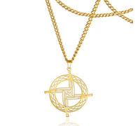 SIPURIS Saint Brigid Cross Necklace St Bridget Pandent Irish Celtic Talisman Christian Pagan Religious Jewellery for Woman Man, 1.38*1.46in, Stainless Steel, No Gemstone