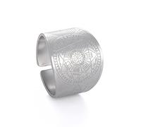 SIPURIS Seals of The Seven Archangels Men Rings Seal Of Solomon Adjustable Signet Ring Amulet kabbalah Stainless Steel Statement Band Ring Jewelry for Men Women, 8 UK, Stainless Steel, No Gemstone