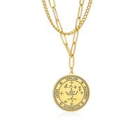 SIPURIS Sigil of Archangel Michael Saday Athanatos Sabaoth Necklace Ancient King of Solomon Saint 7th Archangel Michael Pendant Necklace Medallion Talisman Protection Amulet Jewelry for Men Women