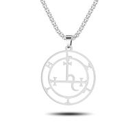 SIPURIS Sigil of Archangel Michael Saday Athanatos Sabaoth Necklace Ancient King of Solomon Saint 7th Archangel Michael Pendant Necklace Medallion Talisman Jewelry, Stainless Steel, No Gemstone