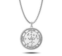 SIPURIS Sigil of Archangel Michael Saday Athanatos Sabaoth Necklace Ancient King of Solomon Saint 7th Archangel Michael Pendant Necklace Medallion Talisman Protection Amulet Jewelry for Men Women