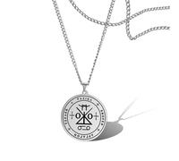 SIPURIS Sigil of Archangel Raziel Secret of God Amulet Necklace Ancient King of Solomon Saint 7th Archangel Raziel Pendant Medallion Talisman Protection Amulet Jewelry for Men (Silver)