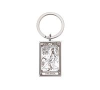 SIPURIS Skeleton Tarot Cards Keychains for Men Women Stainless Steel Vintage Skull Amulet Keyring for Key Wiccan Car Bag, Sliver10