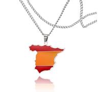 SIPURIS Spain Map Necklace Stainless Steel Flag Necklace Pendant Colourful Spain Jewellery Personalised Gifts (Spain-S)