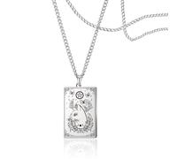 SIPURIS Tarot Card Necklace Witches Cat Moon Butterfly Pattern Divination Pendant Witchcraft Accessories Retro Jewelry for Women, 1.7*1.5cm, Stainless Steel, No Gemstone