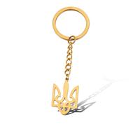 SIPURIS Ukraine Keychain Ukrainian Trident Key Ring for Men Women Ukraine Flag Symbol Ukrainian National Emblem Keychain Ukraine Gifts Jewelry (Gold-1)