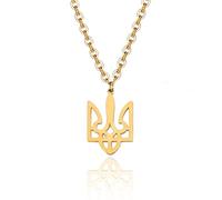 SIPURIS Ukraine Necklace Ukrainian Trident Necklace for Men Women Ukraine Flag Symbol Ukrainian National Emblem Pendant Stainless Steel Ukraine Gifts Jewelry, Stainless Steel, No Gemstone, Stainless