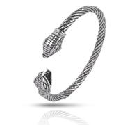 SIPURIS Viking Bracelet for Men Double Dragon Snake Norse Viking Arm Rings Adjustable Open Bangle Twisted Cable Cuff Bangle Pagan Wicca Jewelry, Stainless Steel, no gemstone