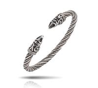 SIPURIS Viking Bracelet for Men Raven Head Viking Arm Rings Nordic Open Adjustable Opening Stainless Steel Twisted Bracelet Wicca Jewelry, One Size, Stainless Steel, No Gemstone