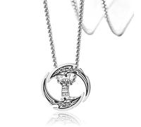SIPURIS Viking Dragon Necklace Celtic Knot Pendant Nordic Rune Amulet Crescent Moon Sword Vintage Jewelry for Men, 1.1*0.98in, Stainless Steel, No Gemstone