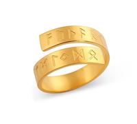 SIPURIS Viking Rune Ring for Men Viking Nordic Elder Futhark 24 Runes Cuff Ring Pagan Amulet Talisman Norse Jewelry, 304L Stainless Steel, No Gemstone