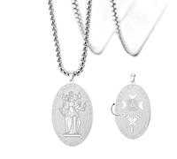 SIPURIS Wheel of Hecate Necklace for Women Men Triple Moon Goddess Pendant Magic Amulet Jewelry (Silver)