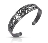 SIPURIS Witch Knot Bracelet for Women Men Viking Celtic Knot Bracelets Cuff Bangle Stainless Steel Witchcraft Geometric Adjustable Open Bangle Protection Amulet Witches Knot Jewelry, Stainless Steel,
