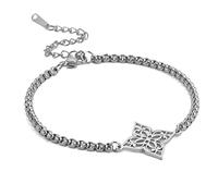SIPURIS Witches Knot Bracelet Celtic Knot Pagan Wiccan Symbol Magic Knot Witchcraft Jewelry Bracelet Stainless Steel Adjustable Charm Chain Bracelet Jewelry for Women Men, 17+5cm, Stainless Steel, no