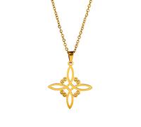 SIPURIS Witches Knot Necklace for Women Men Celtic Knot Witchcraft Pendant Geometric Protection Amulet Magic Wiccan Pagan jewelry, One Size, Stainless Steel, No Gemstone (Witch Knot-Gold)