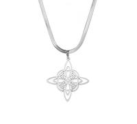 SIPURIS Witches Knot Necklace for Women Men Stainless Steel Celtic Witch Knot Witchcraft Pendant Geometric Protection Amulet Magic Wiccan Pagan jewelry Birthday Gifts, Stainless Steel, No Gemstone