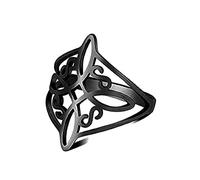 SIPURIS Witches Knot Ring Celtic Knot Ring Witchcraft Stainless Steel Geometric Witch Knot Ring Wiccan Finger Ring Wedding Band Stackable Ring Jewelry for Women Men