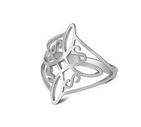 SIPURIS Witches Knot Ring Celtic Knot Ring Witchcraft Stainless Steel Geometric Witch Knot Ring Wiccan Finger Ring Wedding Band Stackable Ring Jewelry for Women Men