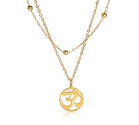 SIPURIS Women OM Necklace Indian Yoga Aum Om Ohm Pendant Necklace Stainless Steel Hindu Meditation Charm Sanskrit Symbol Spiritual Amulet Jewelry for Men, Stainless Steel, No Gemstone (Layered-G)