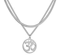 SIPURIS Women OM Necklace Indian Yoga Aum Om Ohm Pendant Necklace Stainless Steel Hindu Meditation Charm Sanskrit Symbol Spiritual Amulet Jewelry for Men, Stainless Steel, No Gemstone (OM-Sliver)