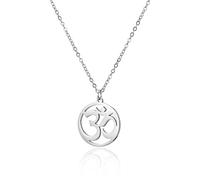 SIPURIS Women OM Necklace Indian Yoga Aum Om Ohm Pendant Necklace Stainless Steel Hindu Meditation Charm Sanskrit Symbol Spiritual Amulet Jewelry for Men, Stainless Steel, No Gemstone (Sliver)