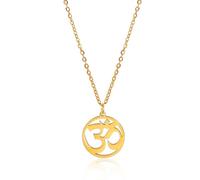 SIPURIS Women OM Necklace Indian Yoga Aum Om Ohm Pendant Necklace Stainless Steel Hindu Meditation Charm Sanskrit Symbol Spiritual Amulet Jewelry for Men, Stainless Steel, No Gemstone (Gold)