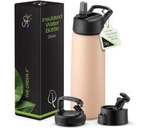 SipX™ 25 oz Insulated Water Bottle with 3 Lids - Leakproof Stainless Steel, Triple Insulated - Cold 24 Hours/Hot 12 Hours - Durable Bottle for School, Gym, Travel - Pink