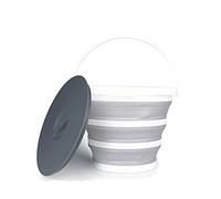 Siqi 10L (2.6 Gallon) Premium Collapsible Bucket With Lid-Fishing Water Pail Folding Bucket Water Bucket Container With Sturdy Handle For Hiking, Camping And Car Household Cleaning-B