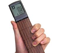 Siqi Pocket Guitar Chord Practice Tool, Portable Guitar Neck For Trainer Beginner W/A Rotatable Chords Chart Screen (Battery Included)