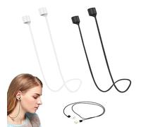 Siqian 2 Pcs Magnetic Anti-Lost Straps Sport Compatible with AirPods Earbud Lanyard Strap Soft Silicone Straps Lanyard Neck Strap for Sports Running(Black, White)