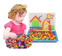 SIQITECHUK 888Pcs Mushroom Nails Pegboard Jigsaw Mushroom Building Blocks Creative Mosaic Puzzle Kit DIY Peg Game Early Learning Educational Toys Christmas Birthday Gift for Age 3+ Kids (888)