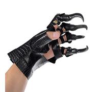 SIQITECHUK Animal Paws Black Werewolf Gloves, Adults' Unisex Leather Gloves, Size One, Color Black, Costume Accessory