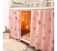 SIQITECHUK Bunk Bed Curtains Mid Sleeper Single Bed Tent Dormitory Bottom Canopy Privacy Shading Curtains Dustproof Blackout Bedding for Kids Room Student Dormitory Loft Bed (Pink Strawberry)