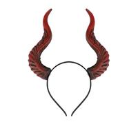 SIQITECHUK Devil Horns Headband Goat Sheep Horn Hairband Animal Demon Headgear Gothic Punk Headpiece for Halloween Carnival Cosplay Fancy Dress (Style A-Red)