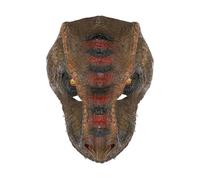 SIQITECHUK Dinosaur Mask Animal Dinosaur Headband Realistic Dinosaur Face Mask Full Face for Halloween Cosplay Fancy Dress Easter Carnival Costume Prop (Red&Brown)