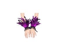 SIQITECHUK Feather Lace Wrist Cuffs Gothic Lace Wings Wristband Witch Swan Gloves Costume Accessories for Halloween Cosplay