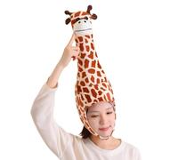SIQITECHUK Funny Giraffe Hat Plush Novelty Hat Stuffed Animal Head Cap Cute Giraffe Costume Cosplay Headwear for Funny Fancy Dress Birthday Party Halloween