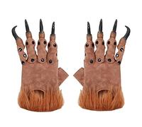SIQITECHUK Halloween Claws Glove Werewolf Animal Paw Glove Long Nails Horror Mitten Wolf Furry Fancy Dress Accessory Cosplay Gloves Halloween Monster Hairy Hands Mittens for Adult