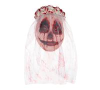 SIQITECHUK Halloween Flower Veil Headband with Scary Mask Gothic Floral Crown Headpiece Horror Devil Vampire Mask for Halloween Cosplay Dress Up
