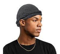 SIQITECHUK Halo Turban Durag for Men Head Wrap Scarf Cancer Chemo Hat Dreadlocks Modal and Satin Covering Hair Loss Cap Silk Lined Comfortable Soft Men, Dark Gray