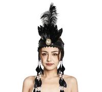 SIQITECHUK Indian Feather Headband Native American Headdress Mardi Gras Indian Fancy Dress Indian Costume Feather Head Band Feather Headpiece Carnival Halloween Cosplay Party Props Hair Accessories