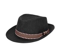 SIQITECHUK Kids Straw Panama Hat Fedora Trilby Hat Foldable Summer Straw Sun Cap UPF 50+ Beach Short Wide Brim Roll up Cap Packable for Hiking Traveling 50-53cm Black